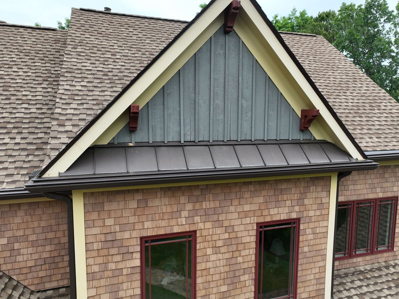 Standing-seam metal accent on a Hopewell roofing project