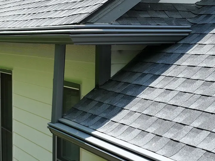 Gutter guard installed beneath new shingle roof