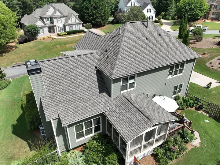 Weathered Wood Timberline UHDZ roof aerial